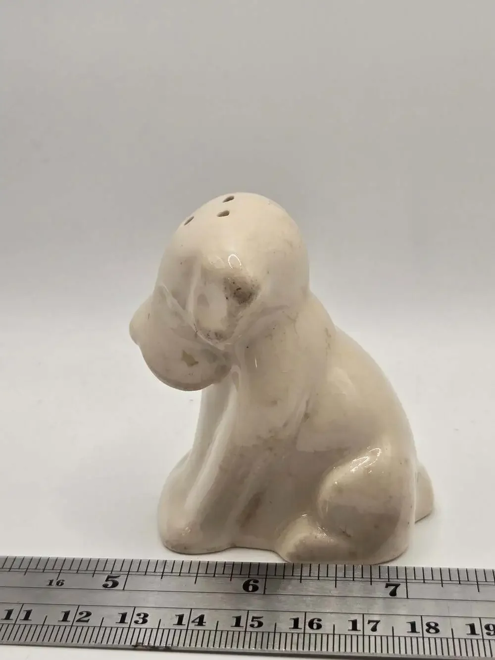 Vintage Ceramic Sitting Dog Salt or Pepper Shaker